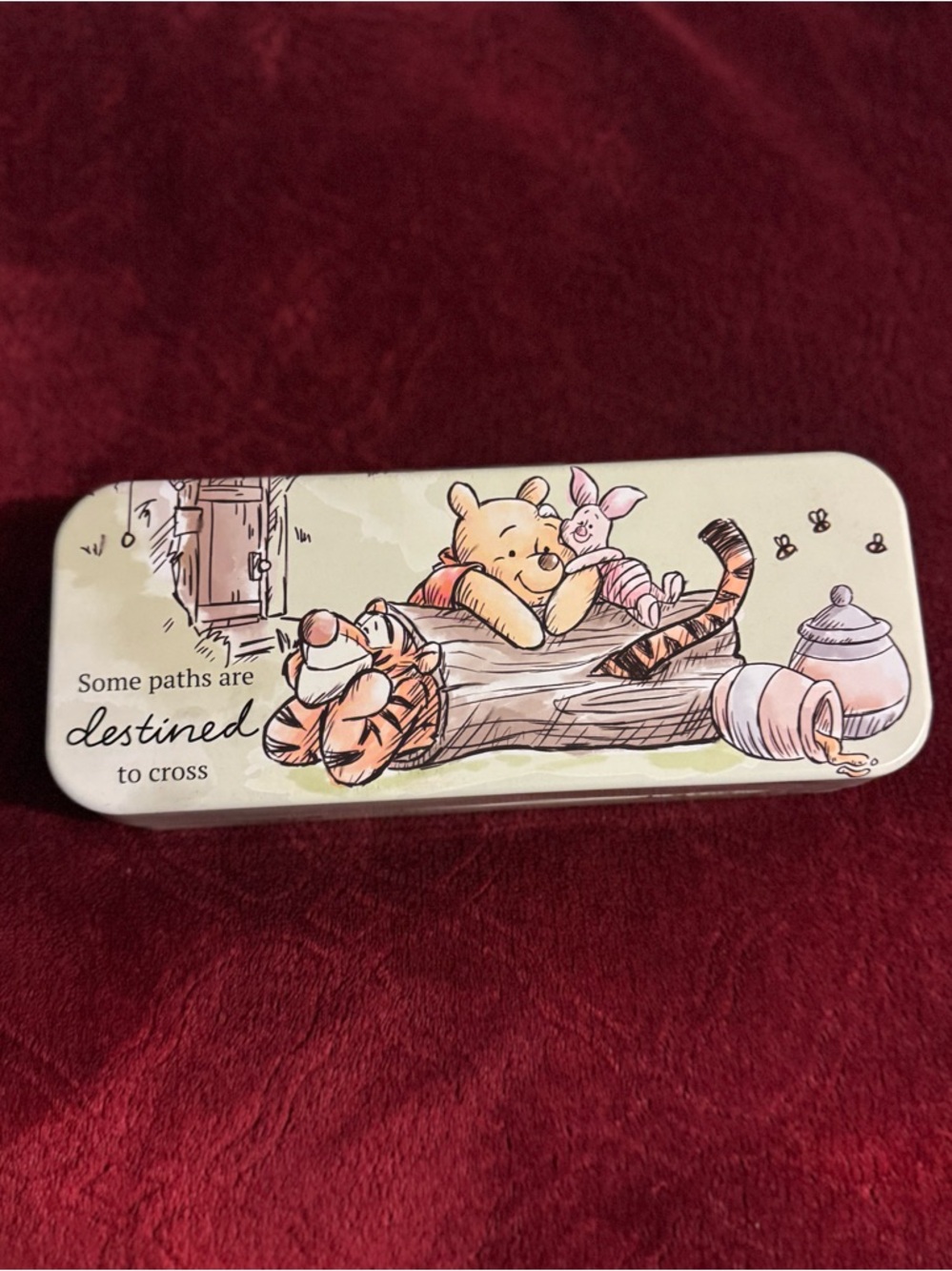 Disney light green Cream Winnie-the-Pooh Illustrated Tin box